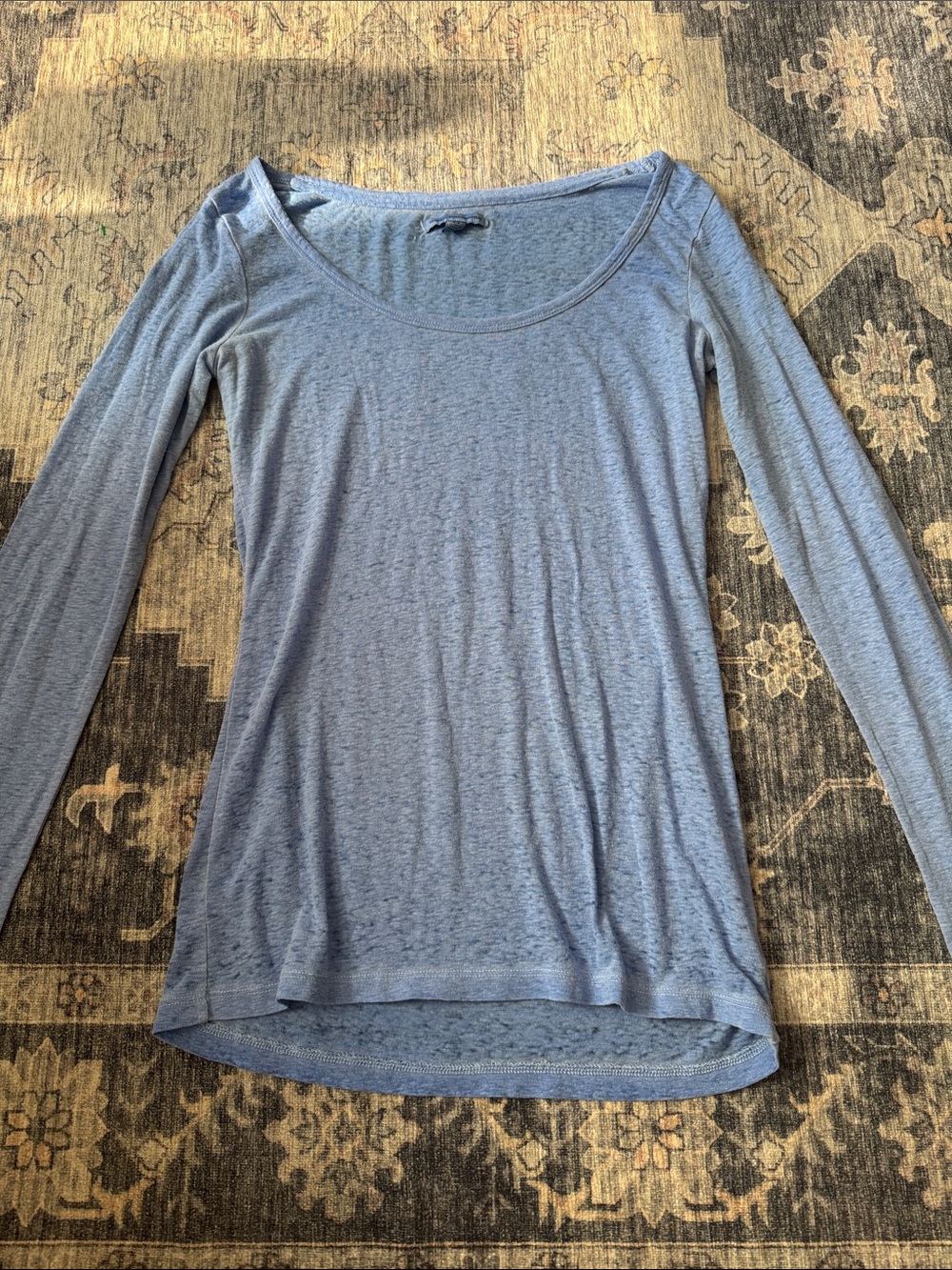 American Eagle Outfitters Scoop Neck Long-Sleeve Tee — Light Blue